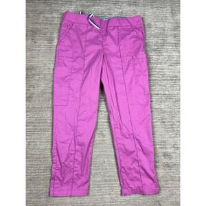 Butter Soft Scrub Pants Womens Medium Purple Pull On Drawstring Cotton Blend
